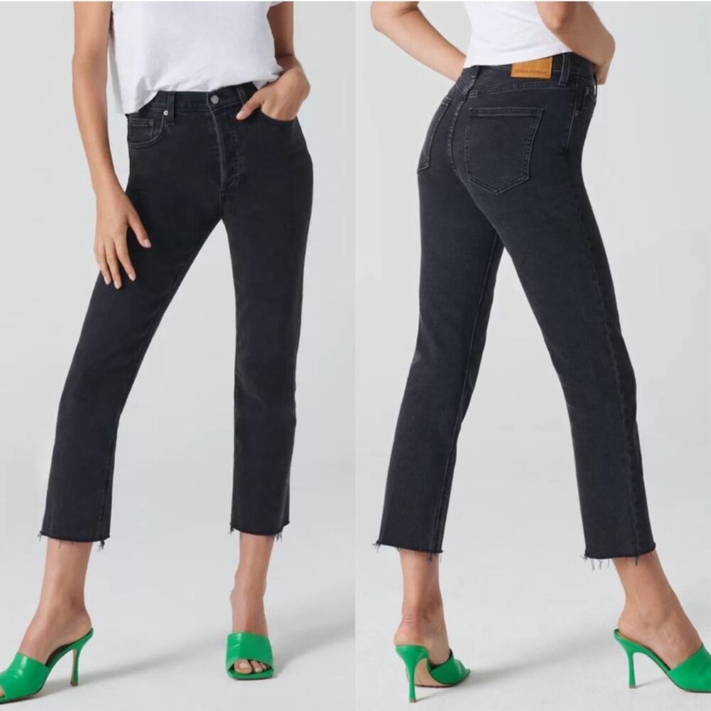 Denim Forum The Arlo High Rise Straight jeans in black